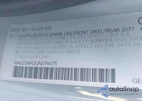 2018 Audi A7 3.0T Premium Plus z USA, uszkodzony, nr VIN WAU23AFC6JN076475